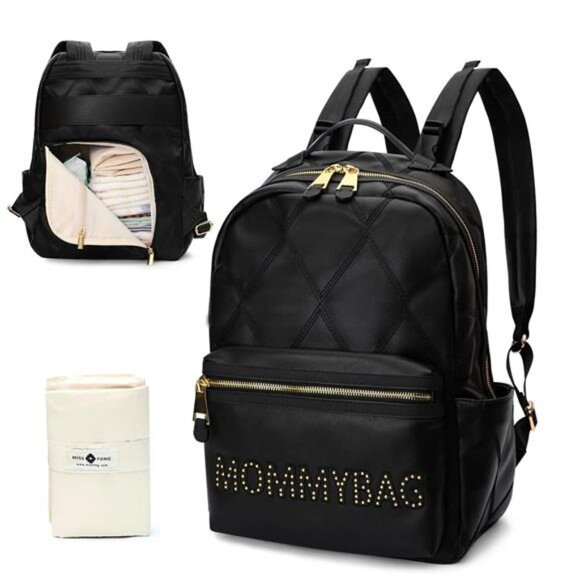 Diaper Bag Backpack Leather, Baby Diaper Bag Backpack,Large Capacity Diaper Bag - Picture 1 of 7
